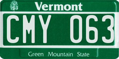 VT license plate CMY063