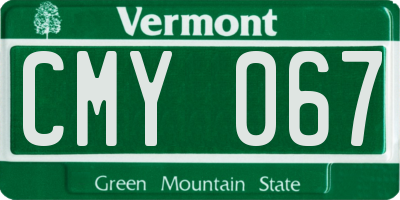 VT license plate CMY067