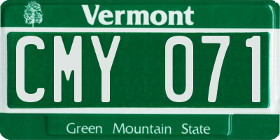 VT license plate CMY071