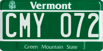 VT license plate CMY072