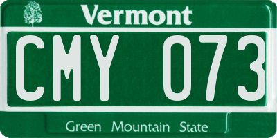 VT license plate CMY073