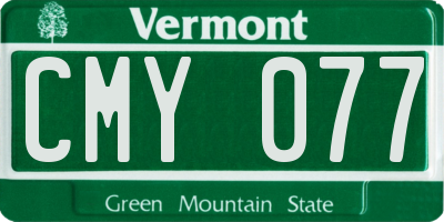 VT license plate CMY077