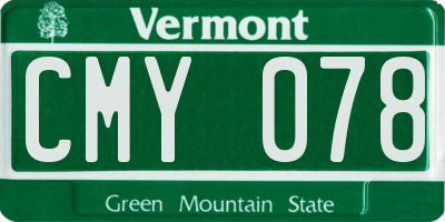 VT license plate CMY078