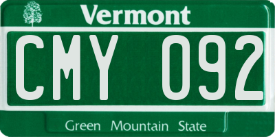 VT license plate CMY092