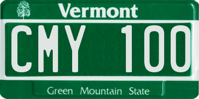 VT license plate CMY100