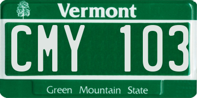 VT license plate CMY103