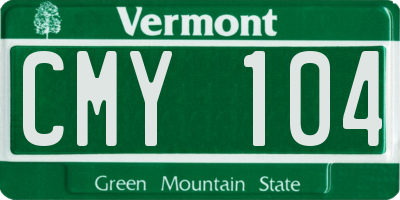 VT license plate CMY104