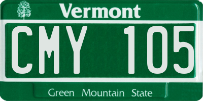 VT license plate CMY105