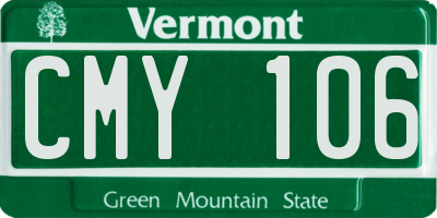 VT license plate CMY106