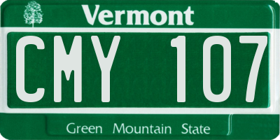 VT license plate CMY107