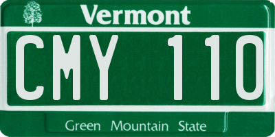 VT license plate CMY110