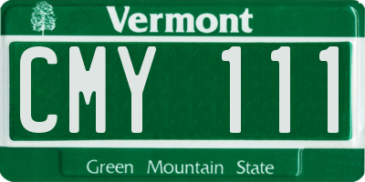 VT license plate CMY111