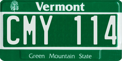 VT license plate CMY114