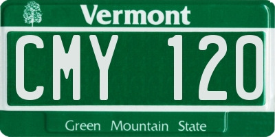 VT license plate CMY120