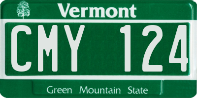 VT license plate CMY124