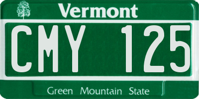 VT license plate CMY125