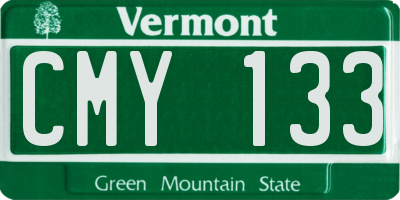 VT license plate CMY133