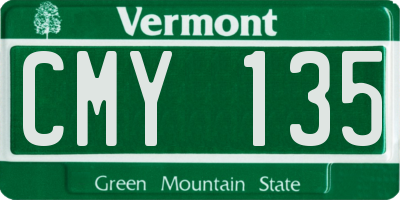 VT license plate CMY135