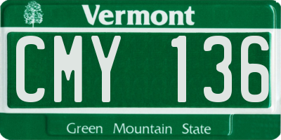 VT license plate CMY136