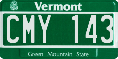 VT license plate CMY143