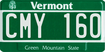 VT license plate CMY160