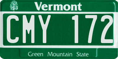 VT license plate CMY172