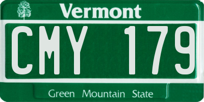 VT license plate CMY179