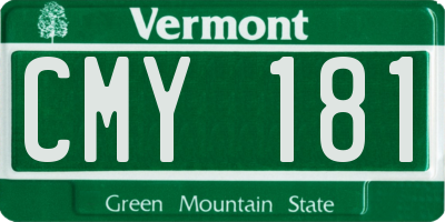 VT license plate CMY181