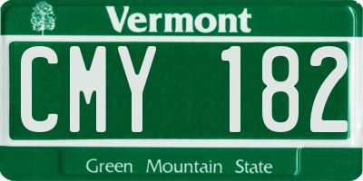 VT license plate CMY182