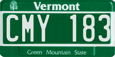 VT license plate CMY183