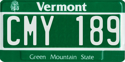 VT license plate CMY189
