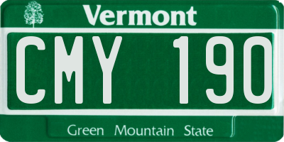 VT license plate CMY190