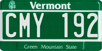 VT license plate CMY192