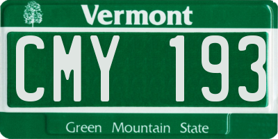 VT license plate CMY193