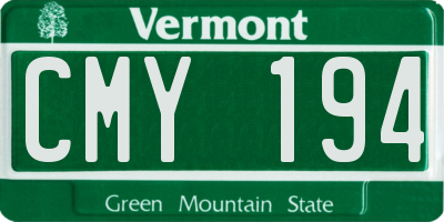 VT license plate CMY194