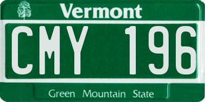 VT license plate CMY196