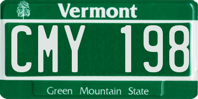 VT license plate CMY198