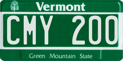 VT license plate CMY200