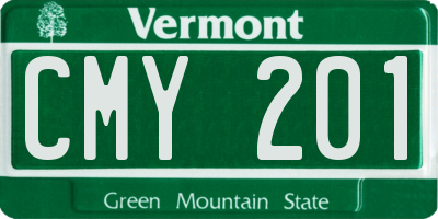 VT license plate CMY201