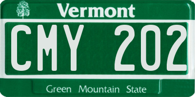 VT license plate CMY202