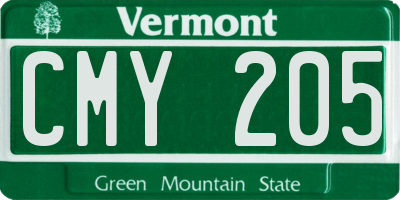 VT license plate CMY205
