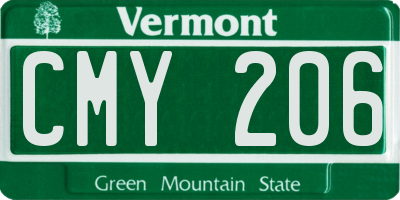 VT license plate CMY206