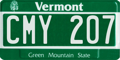 VT license plate CMY207