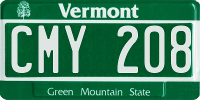 VT license plate CMY208