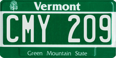 VT license plate CMY209