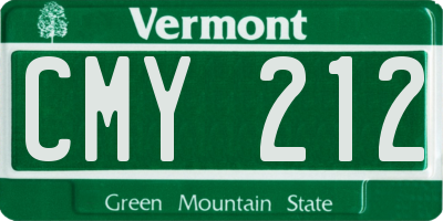 VT license plate CMY212