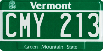 VT license plate CMY213