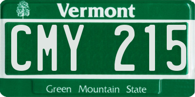 VT license plate CMY215