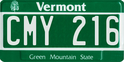 VT license plate CMY216