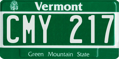 VT license plate CMY217